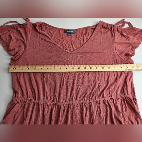 ModCloth 2X Dusty Rose/ Mauve Short Flutter Tie Sleeves Top Cd-2980 - Picture 6 of 6